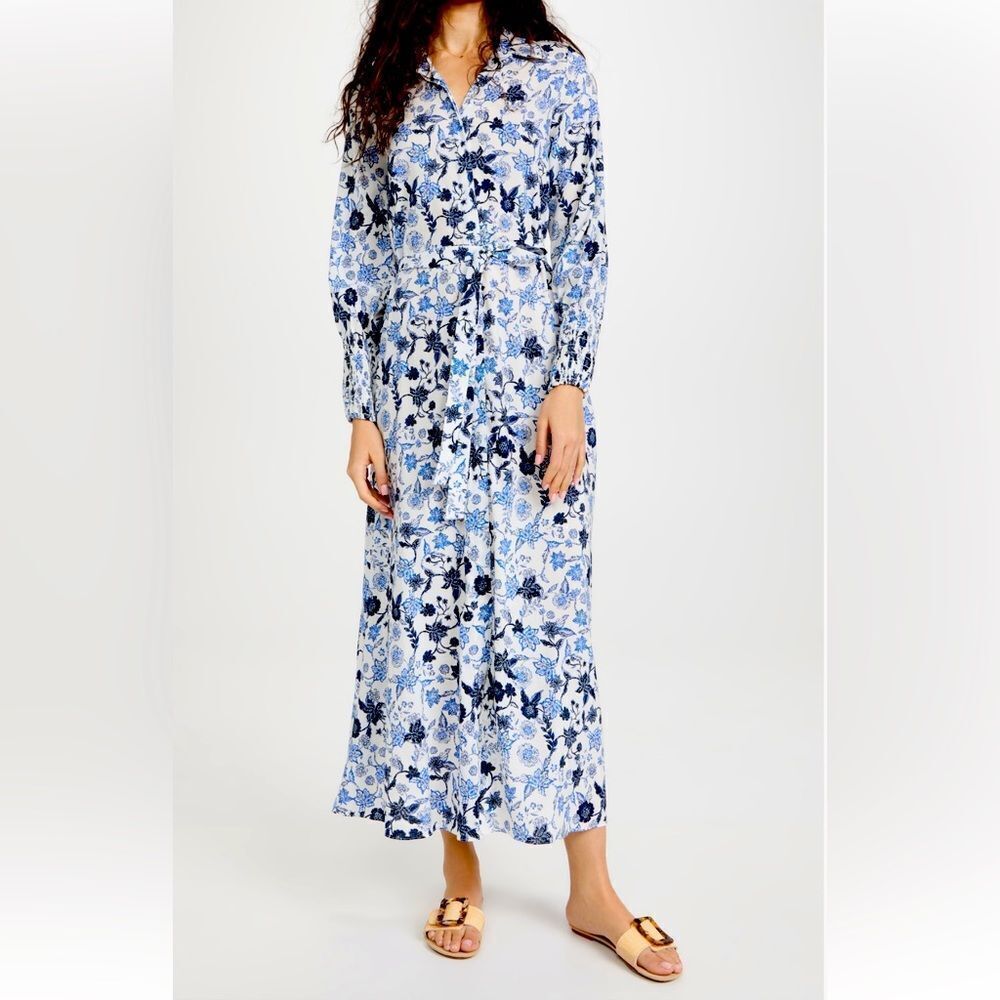 SOLD Misa Los Angeles Blue Floral Maxi Dress